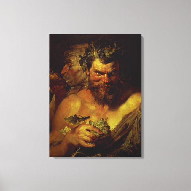 Two Satyrs (oil on panel) Canvas Print (Front)