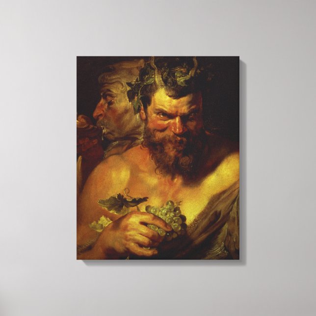 Two Satyrs (oil on panel) Canvas Print (Front)