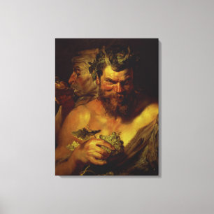 Two Satyrs (oil on panel) Canvas Print