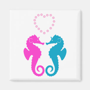 Two sea horses in love magnet