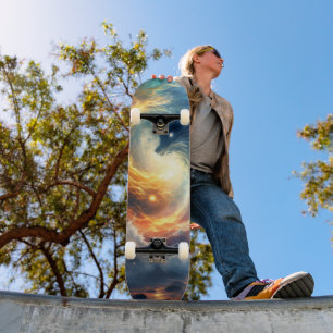 Two sea monsters chase each other, fantasy  skateboard