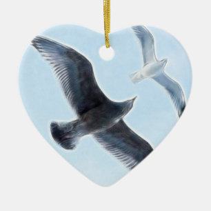 Two Seagulls Ceramic Ornament