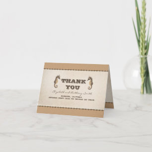 two seahorses nautical wedding thank you