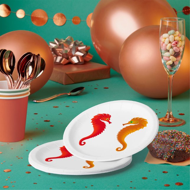 Two Seahorses Paper Plates (Creator Uploaded)