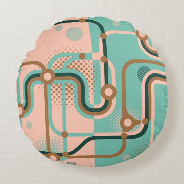 Two seamless patterns in different colours. Abstra Round Pillow (Front)