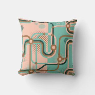 Two seamless patterns in different colours. Abstra Throw Pillow
