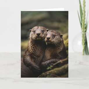 Two Serious Otters Holiday Card