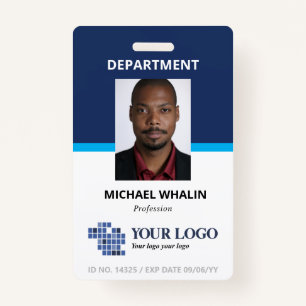 Two Shades Blue Add Your Logo & Photo Badge