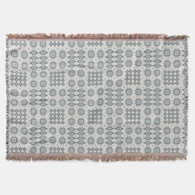 Two Shades of Grey Welsh Tapestry Pattern Blanket (Front)