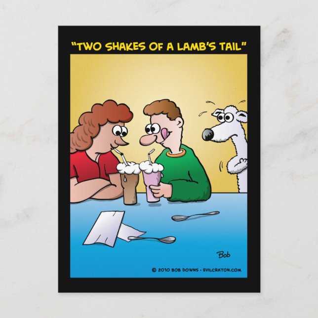 "Two Shakes Of A Lamb's Tail" Postcard (Front)