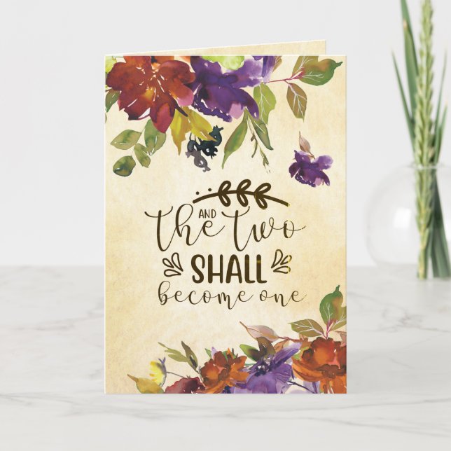 Two shall become One Bible Wedding Congratulations Card (Front)