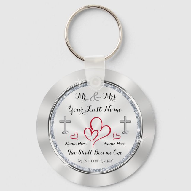 Two Shall Become One Christian Wedding Favors Keychain (Front)