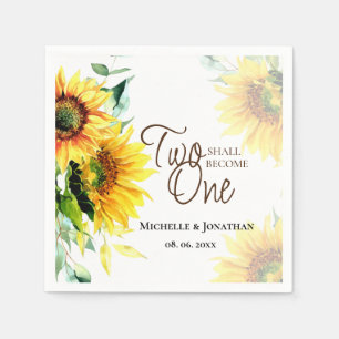 Two Shall Become One Yellow Sunflowers Wedding Napkin