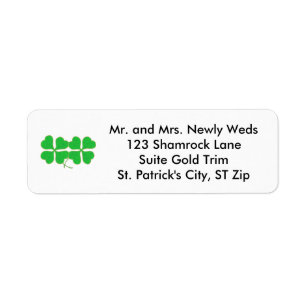 Two Shamrocks Trimmed in Gold Address Labels