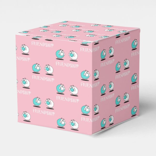 Two Sheep Friendship Funky Gift Favour Paper Box (Front Side)