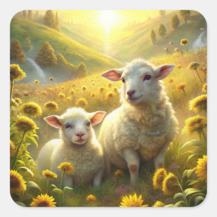 Two Sheep Square Sticker