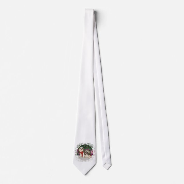 Two Shih Tzus in a Garden Tie (Front)