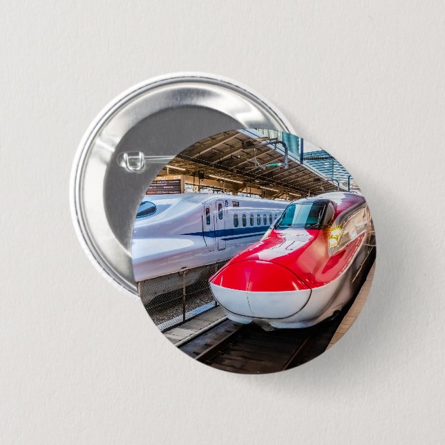 Two Shinkansen at the Tokyo Station 2 Inch Round Button (Front & Back)