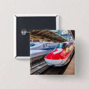 Two Shinkansen at the Tokyo Station 2 Inch Square Button