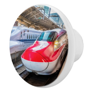 Two Shinkansen at the Tokyo Station Ceramic Knob