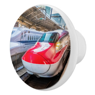 Two Shinkansen at the Tokyo Station Ceramic Knob