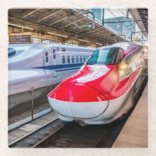 Two Shinkansen at the Tokyo Station Glass Coaster