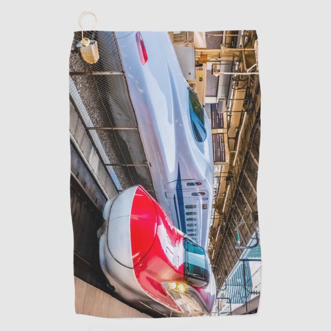 Two Shinkansen at the Tokyo Station Golf Towel (Front)