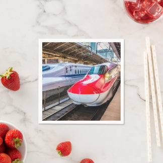Two Shinkansen at the Tokyo Station Napkin