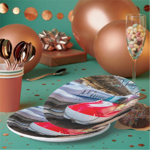 Two Shinkansen at the Tokyo Station Paper Plate