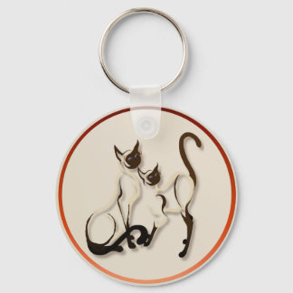 Two Siamese Cats  Necklace Keychain