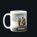 Two Side Personalized Custom Photo Coffee Mug<br><div class="desc">Add your own photos to create a special personalized gift. This mug can be customized with two photos. There's a spot to add one on the left side and another on the right. Below each photo is a spot to add your own text in bold white lettering against a dark...</div>