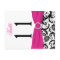 Two-sided Black, White, Pink Damask Table Number