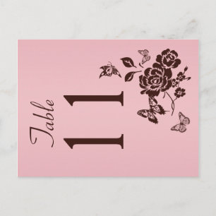 Two Sided Blush Pink and Brown Table Number Postcard