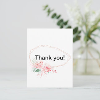 Two sided Bridal Shower thank you card.