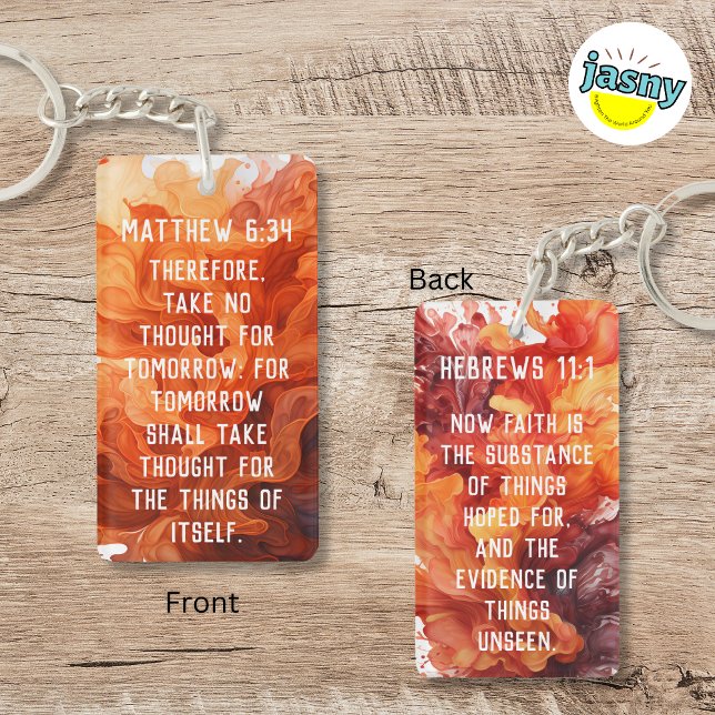 Two-Sided Christian Inspired Artful Orange Keychain (Creator Uploaded)