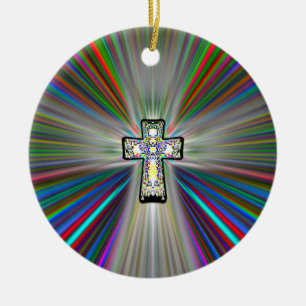 Two Sided CROSS Ceramic Ornament