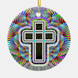 Two Sided Cross Ceramic Ornament
