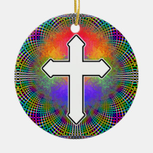 Two Sided CROSS Ceramic Ornament