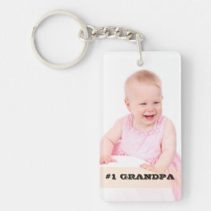 Two Sided Custom Photo #1 GRANDPA Grandfather Gift Keychain