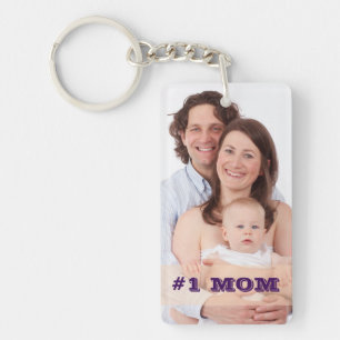 Two Sided Custom Photo #1 MOM Mother Gift Keychain