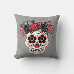 Two-sided Day of the Dead Sugar Skulls Throw Pillow