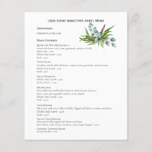 Two sided Eucalyptus Menu Template Budget
