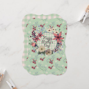 Two Sided Floral Mother's Day Mint Green Check Card