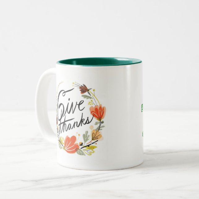 Two-sided Give Thanks Mug - Cicero (Front Left)