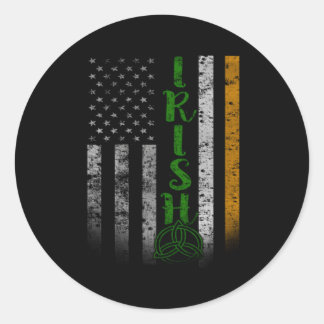 Two-Sided Irish American Flag Classic Round Sticker