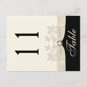 Two Sided Ivory and Black Floral Table Number Postcard