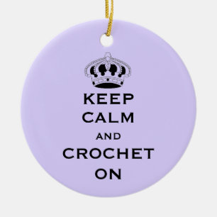 Two-sided Keep Calm Lavender Porcelain Keepsake Ceramic Ornament
