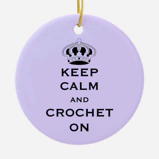 Two-sided Keep Calm Lavender Porcelain Keepsake Ceramic Ornament (Front)