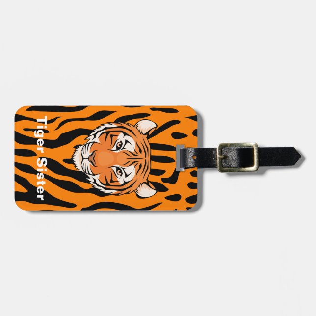 Two sided luggage tag "Tiger Sister" theme (Front Horizontal)