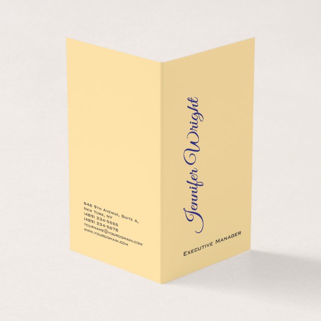 Two sided minimalist unique modern beige plain business card (Outside)